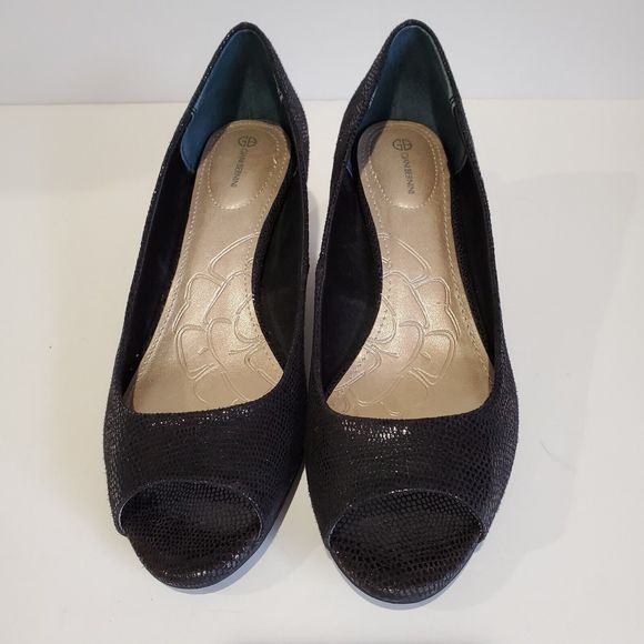 Giani Bernini Women's Soria Open-Toe Pumps Black Snake Print Size 8.5 M - Picture 3 of 8